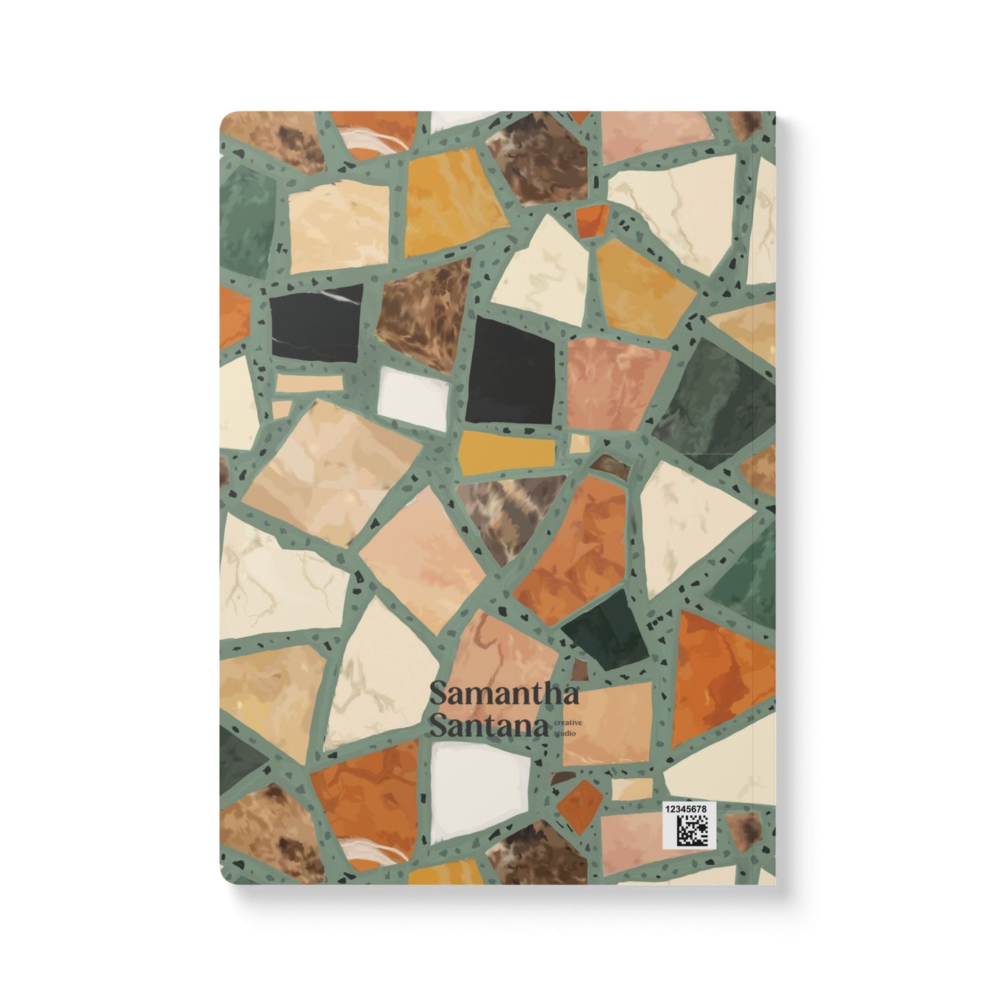 Dolce Terrazzo Softcover Personalized Journal, teal and multicolor (add your name)