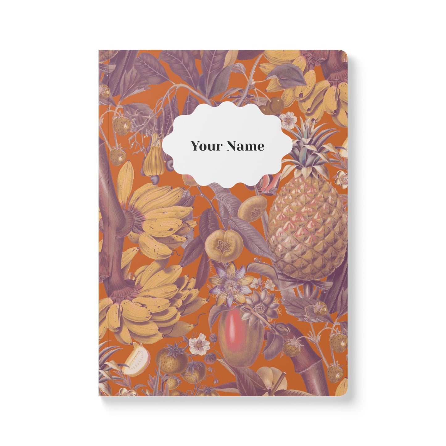 Juicy Fruit Softcover Personalized Journal, orange and purple (add your name)