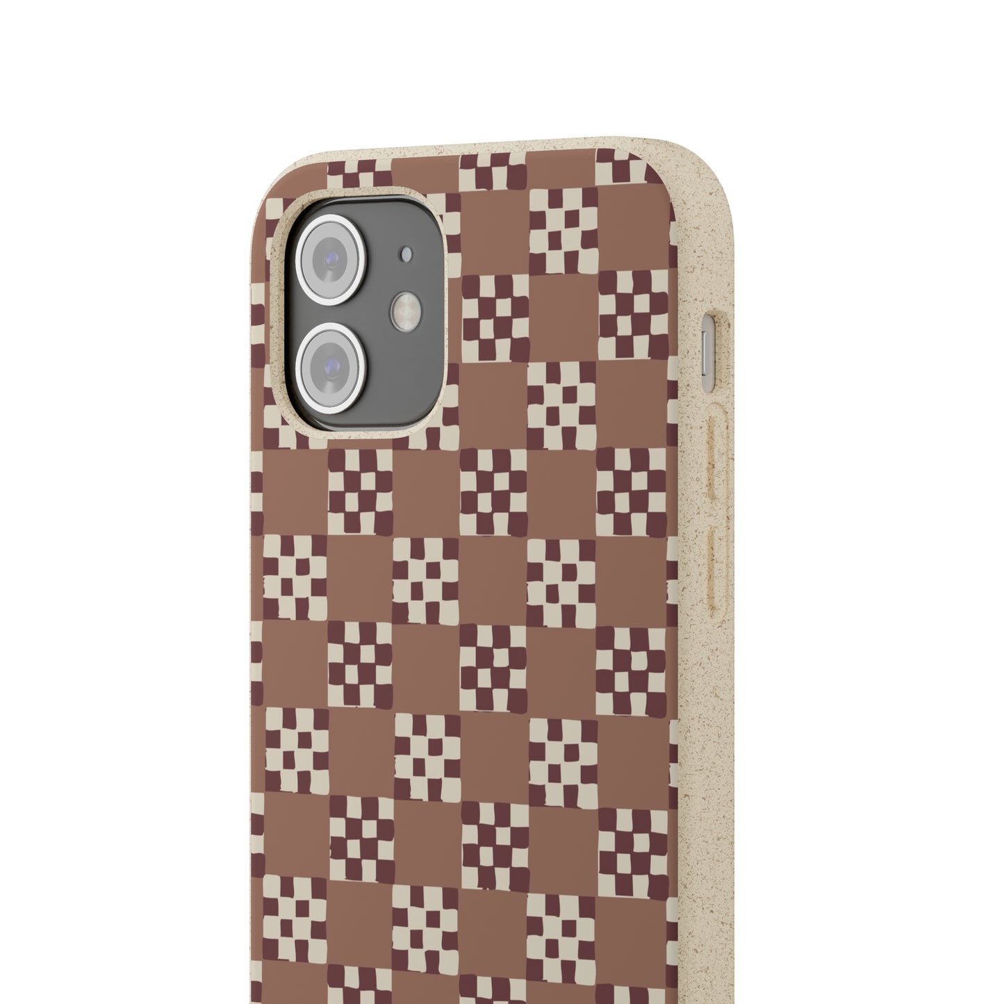 Checkered Quilt Biodegradable Phone Case, mocha mousse