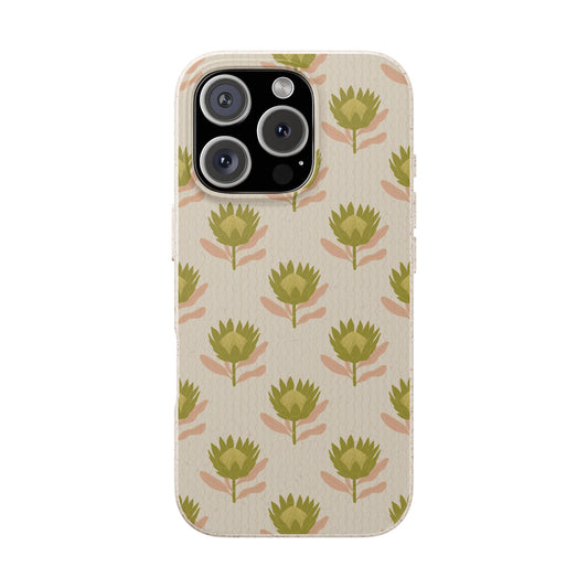 King Protea Phone Case - tan and olive - Eco-Friendly, Biodegradable