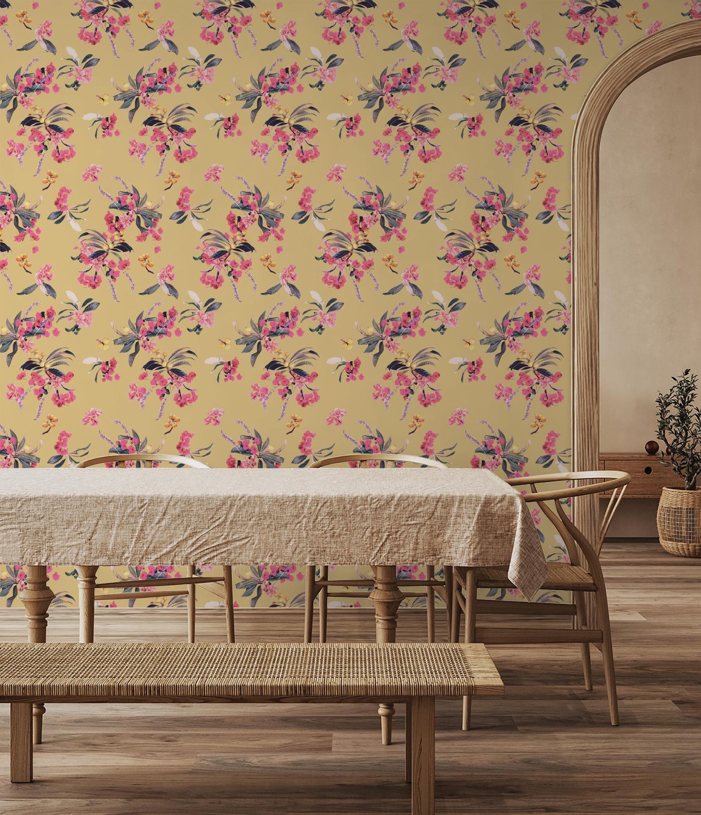 Floral Loquat Wallpaper, yellow