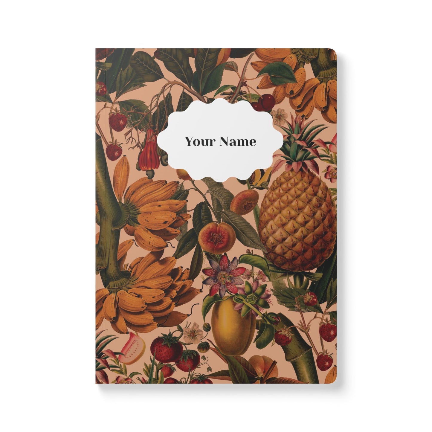 Juicy Fruit Softcover Personalized Journal, peach and multicolor (add your name)