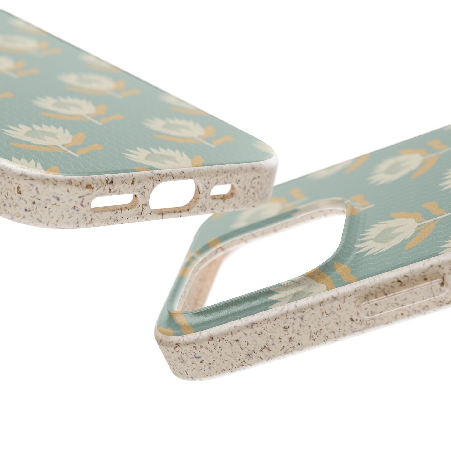 King Protea Phone Case - light blue and apricot - Eco-Friendly, Biodegradable