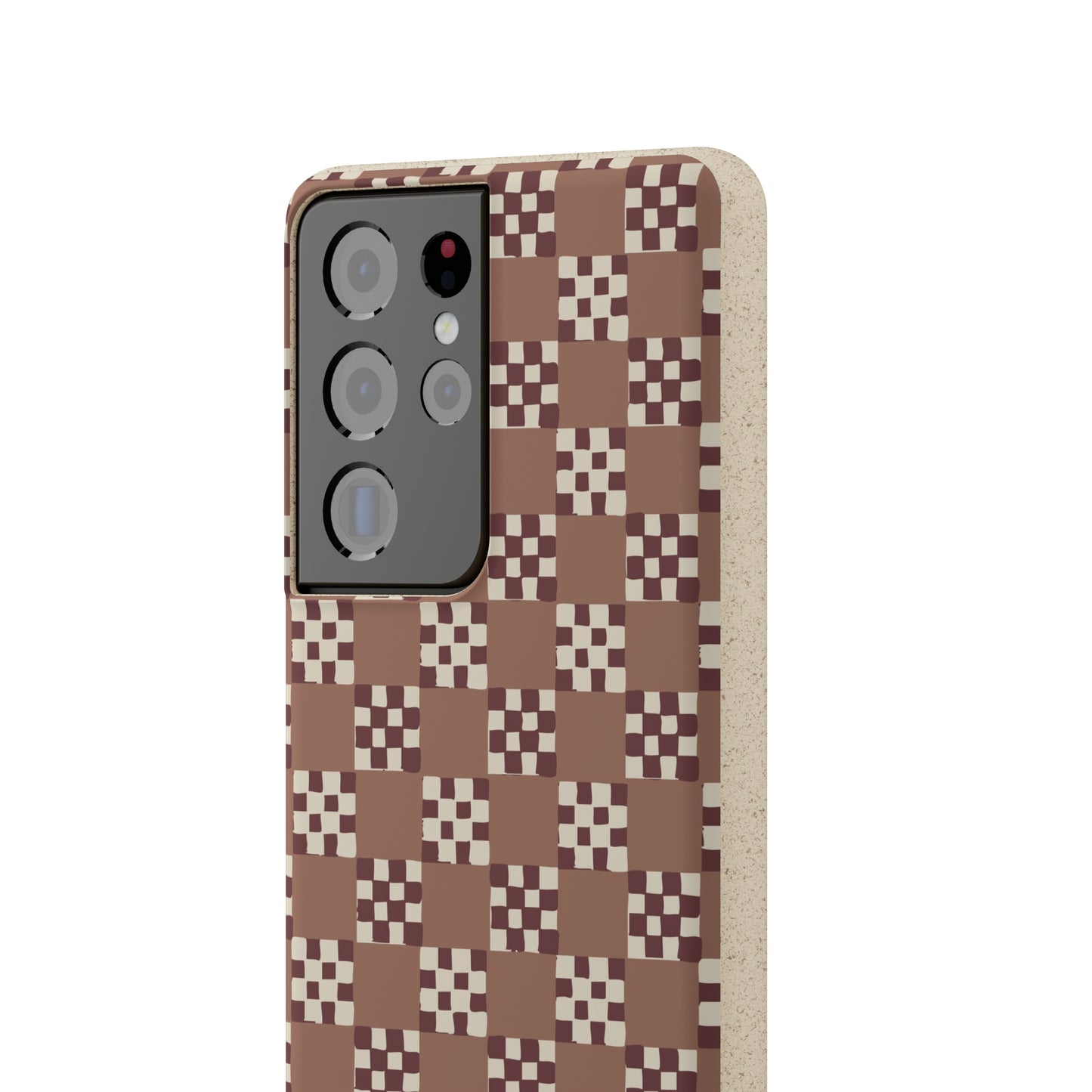 Checkered Quilt Biodegradable Phone Case, mocha mousse