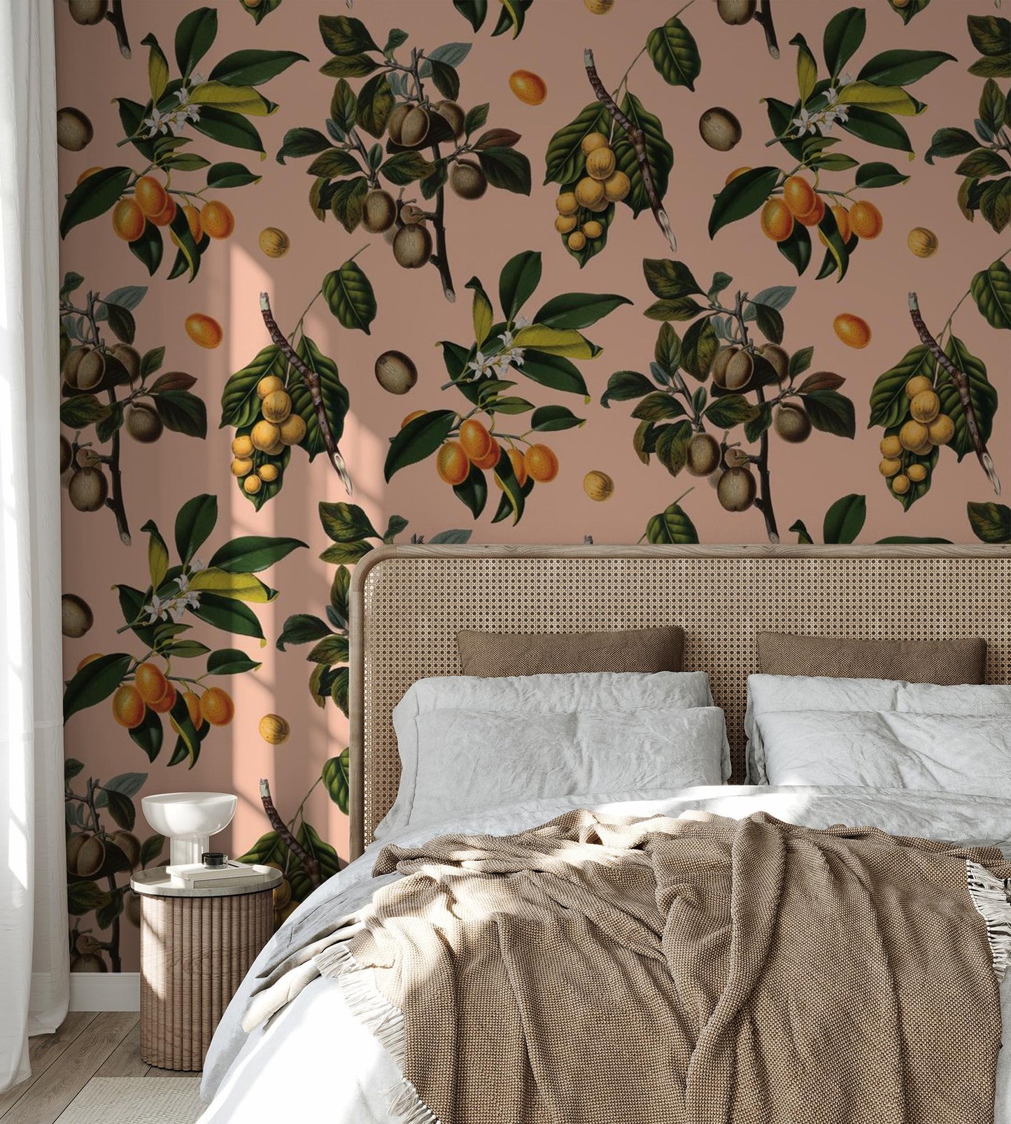 Vintage Orchard Wallpaper, peach