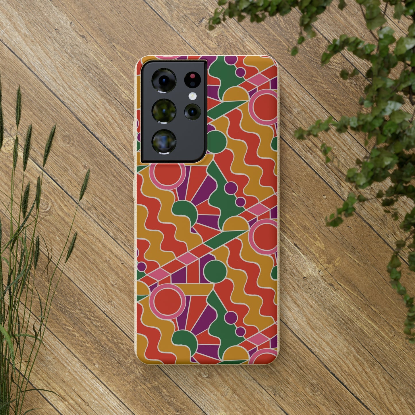 Day Trippin' Biodegradable Phone Case, purple, red, yellow and green