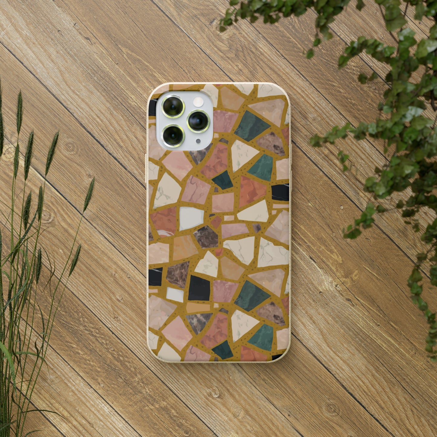 Dolce Terrazzo Biodegradable Phone Case, mustard yellow