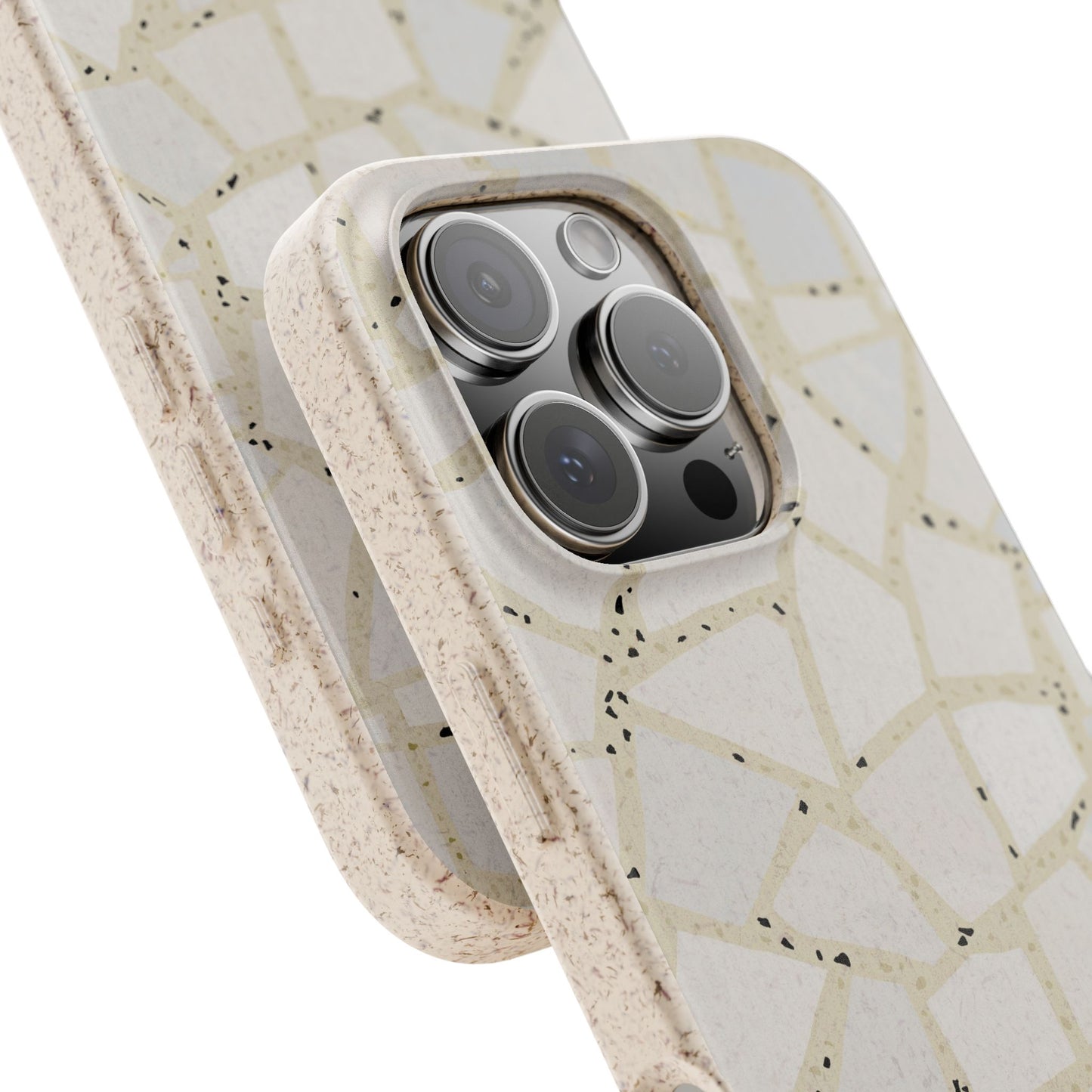 Dolce Terrazzo Phone Case - tan and white - Eco-Friendly, Biodegradable