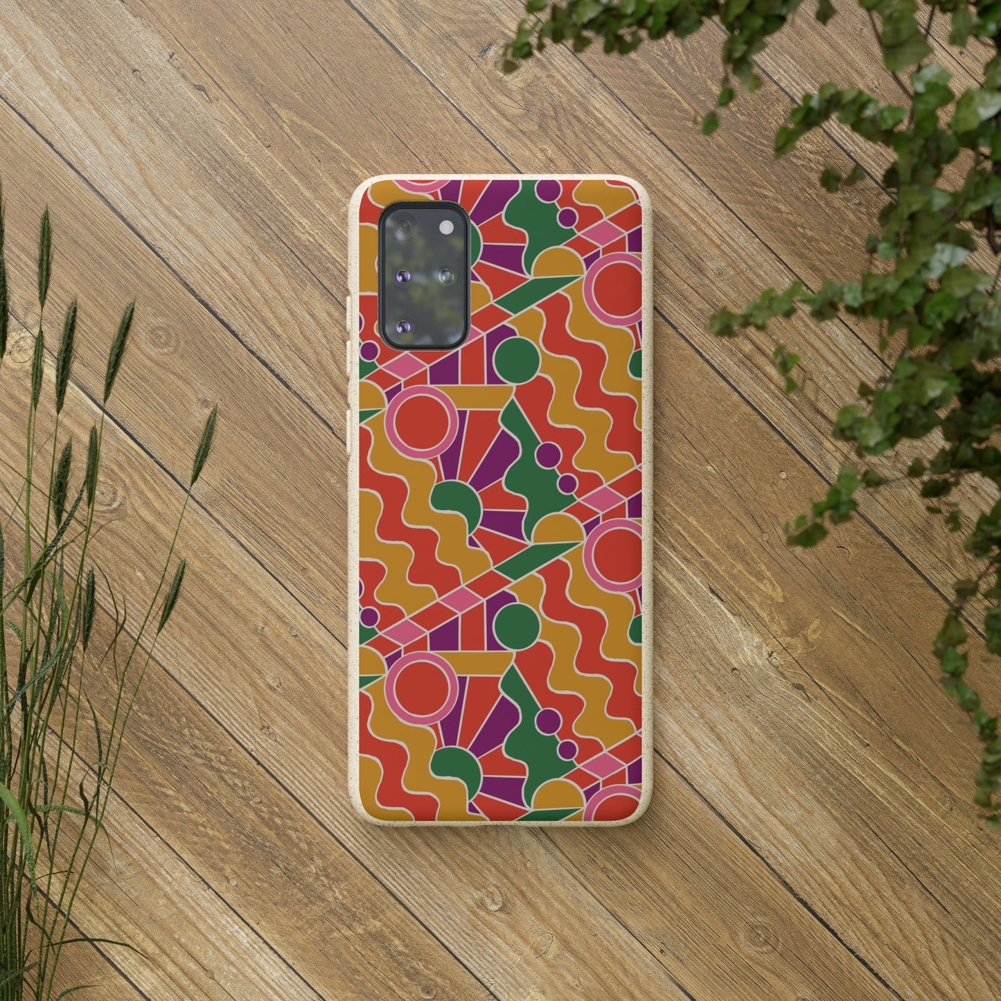 Day Trippin' Biodegradable Phone Case, purple, red, yellow and green