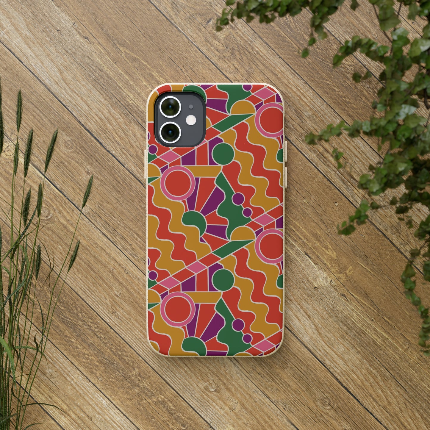 Day Trippin' Biodegradable Phone Case, purple, red, yellow and green