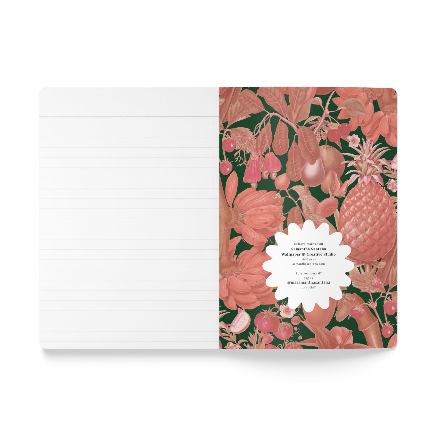 Juicy Fruit Softcover Personalized Journal, peach and green (add your name)