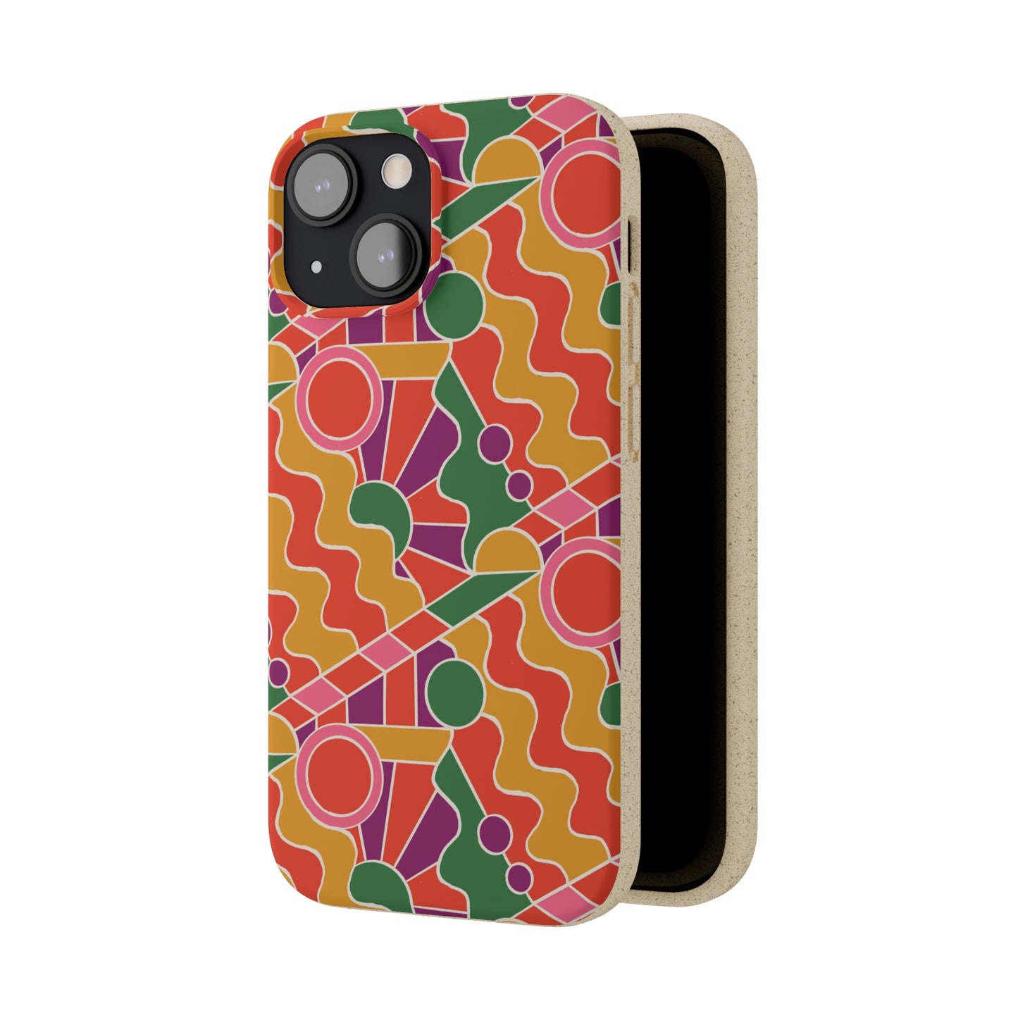 Day Trippin' Biodegradable Phone Case, purple, red, yellow and green