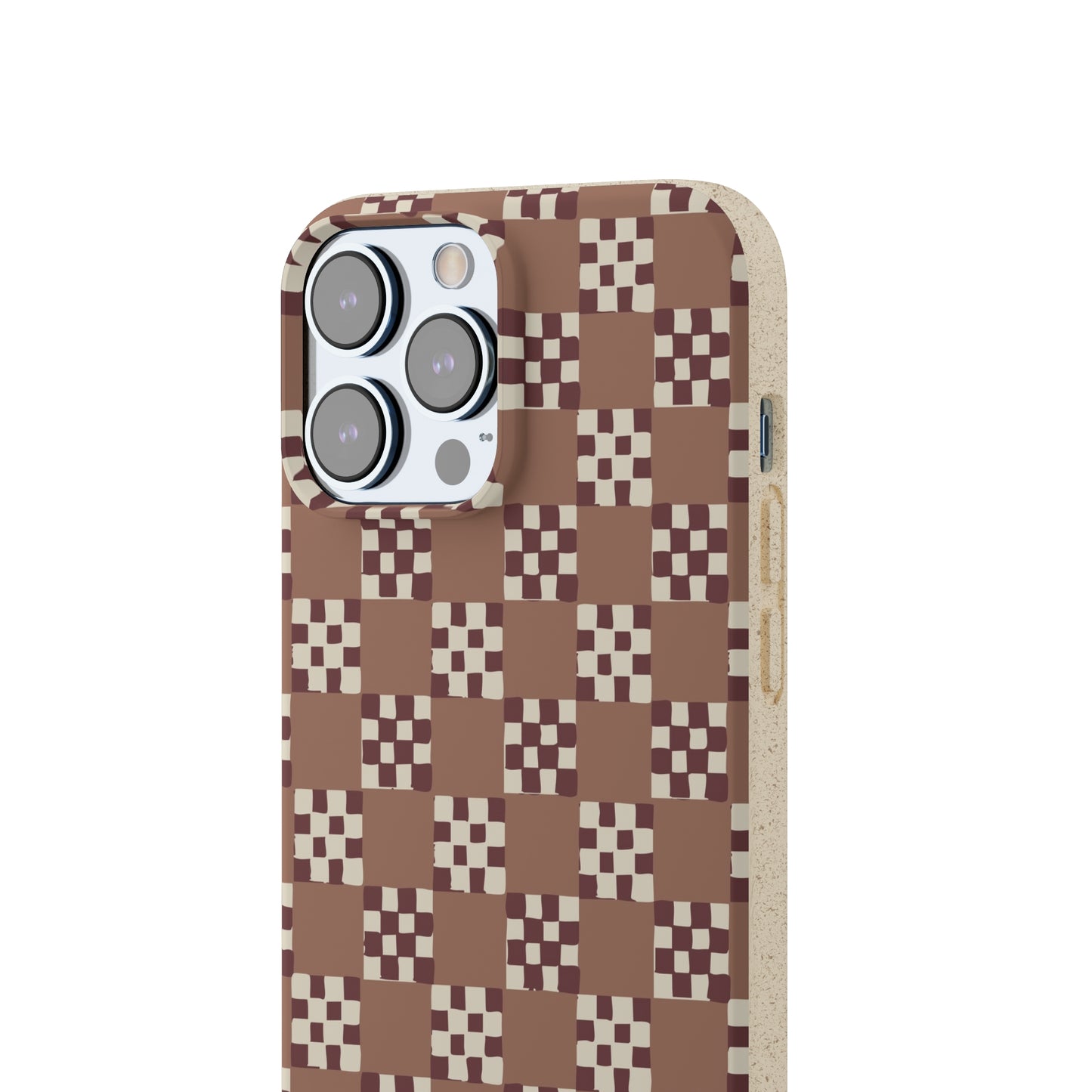 Checkered Quilt Biodegradable Phone Case, mocha mousse