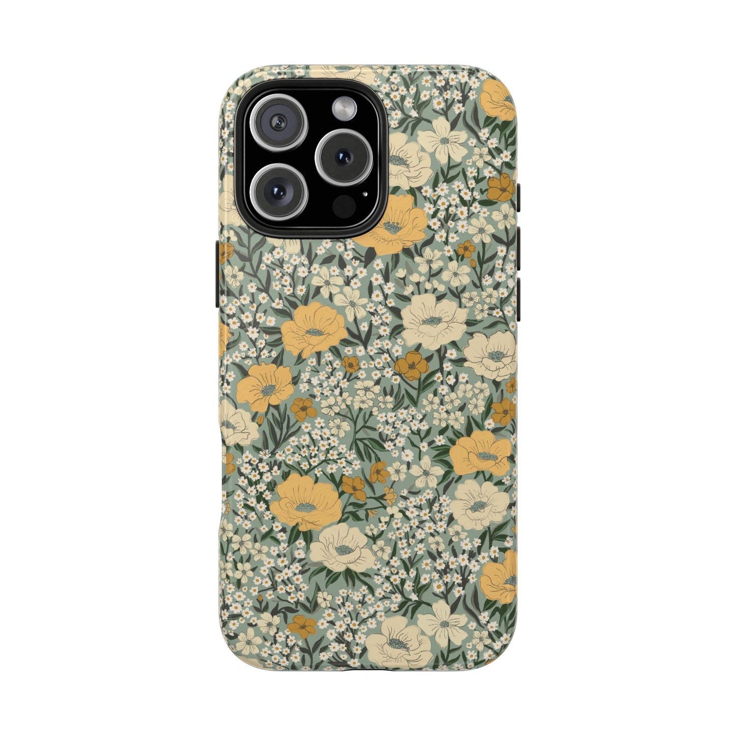 Wildflower Meadow Retro Vintage Floral Tough Phone Case Protection - Dusty Teal, Personalizable