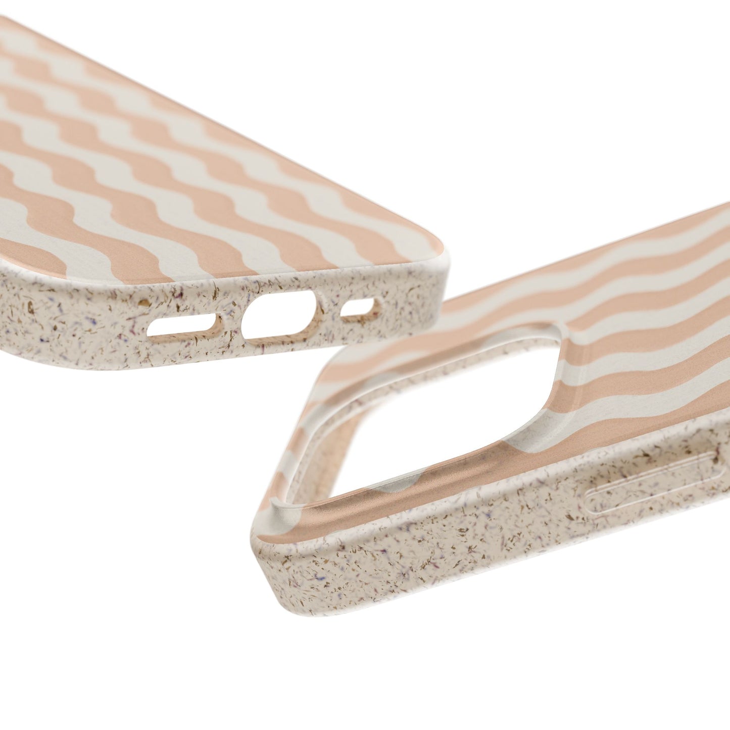 Ziggy Stripe Phone Case - white and peach - Eco-Friendly, Biodegradable