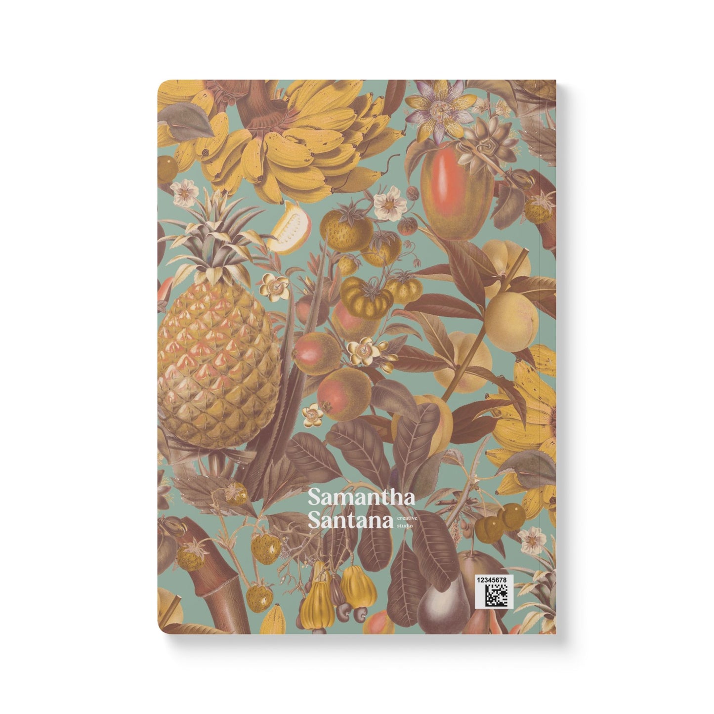 Juicy Fruit Softcover Personalized Journal, mint and yellow (add your name)