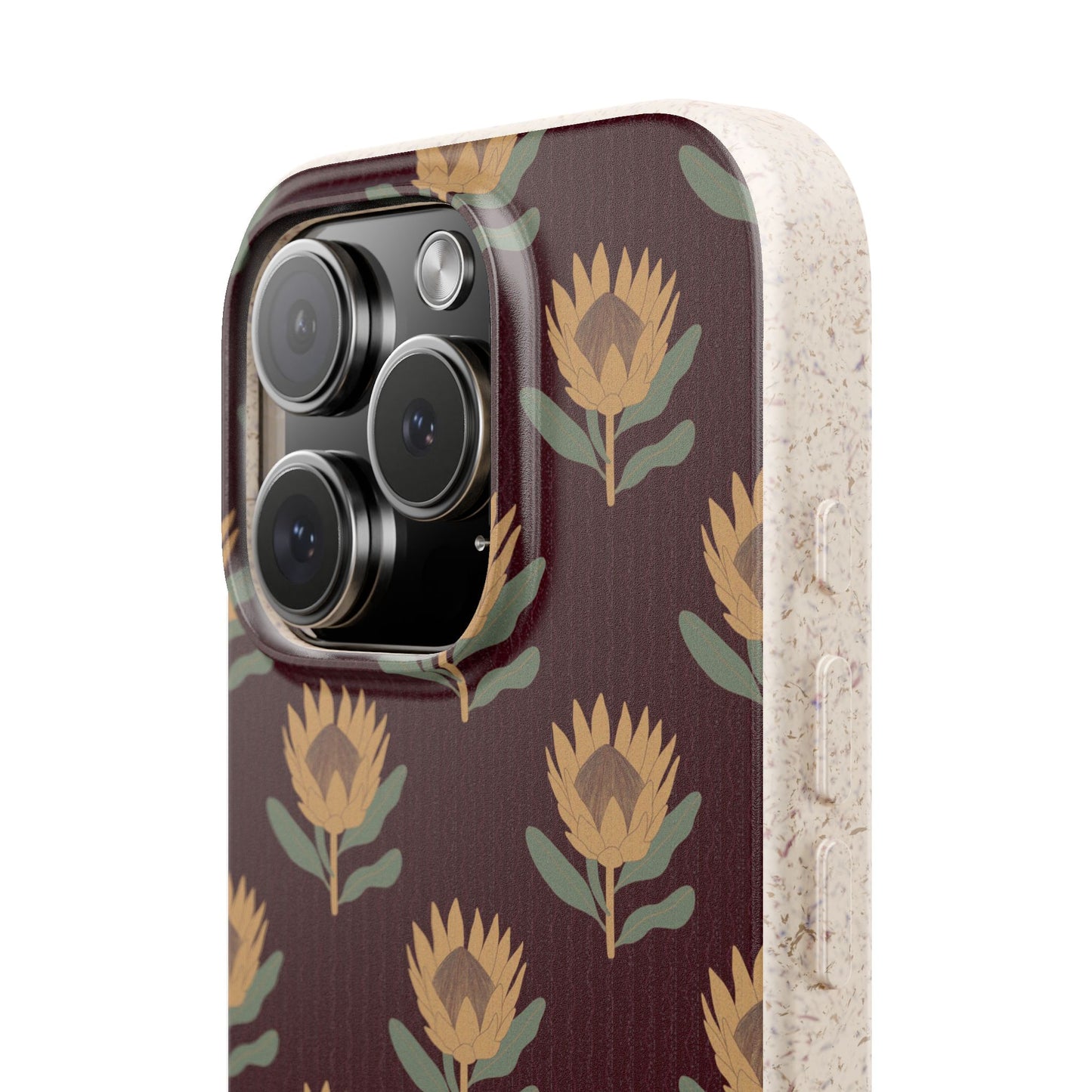 King Protea Phone Case - park plum and butter yellow - Eco-Friendly, Biodegradable