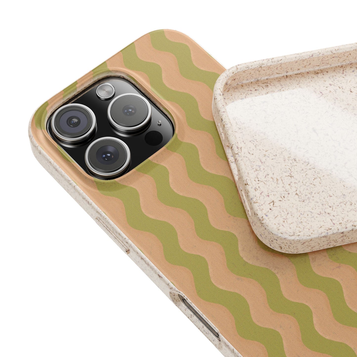Ziggy Stripe Phone Case - chartreuse and peach - Eco-Friendly, Biodegradable