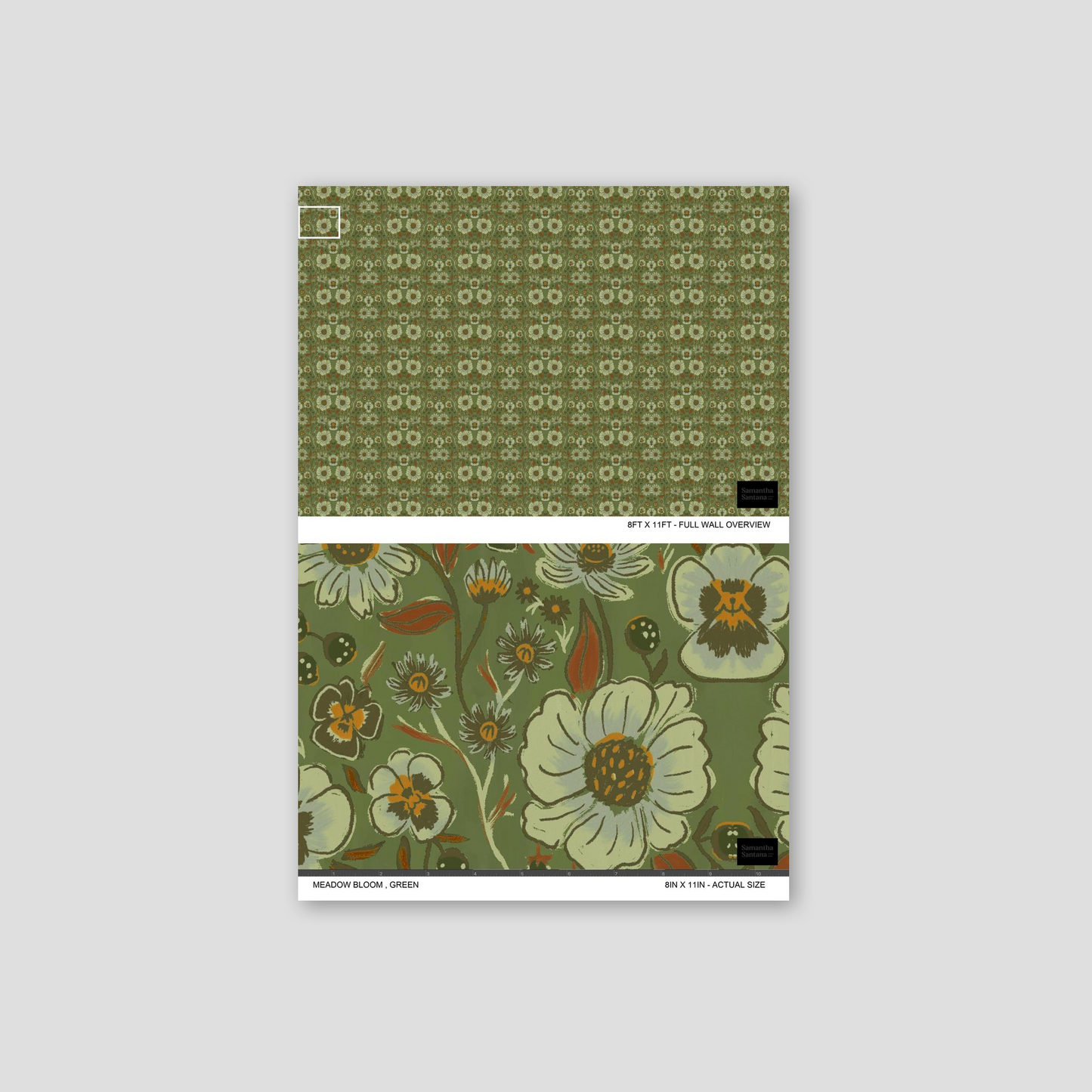 Meadow Bloom Wallpaper, green