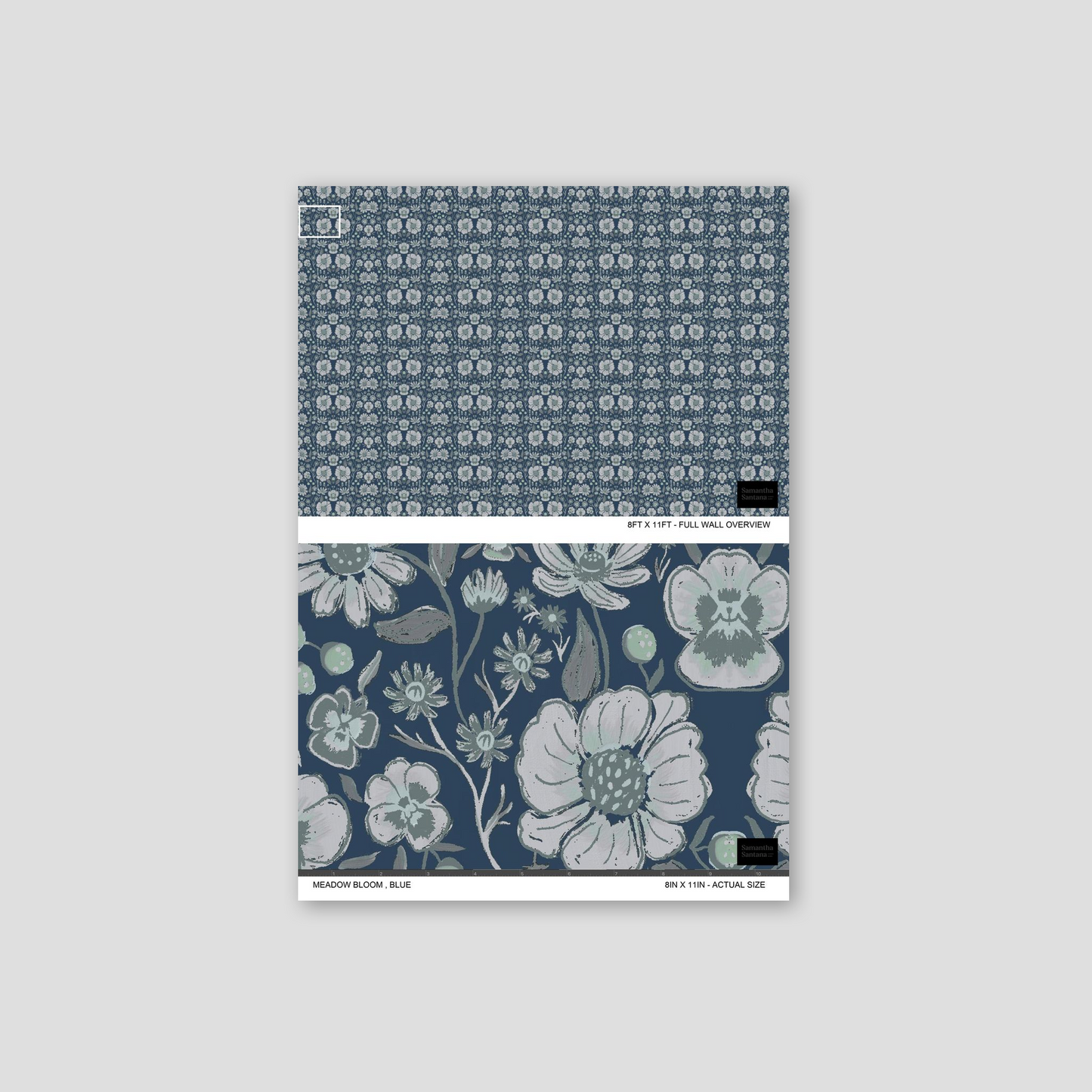 Meadow Bloom Wallpaper, blue