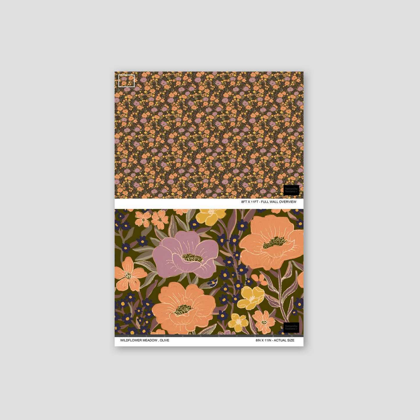 Wildflower Meadow Wallpaper, olive