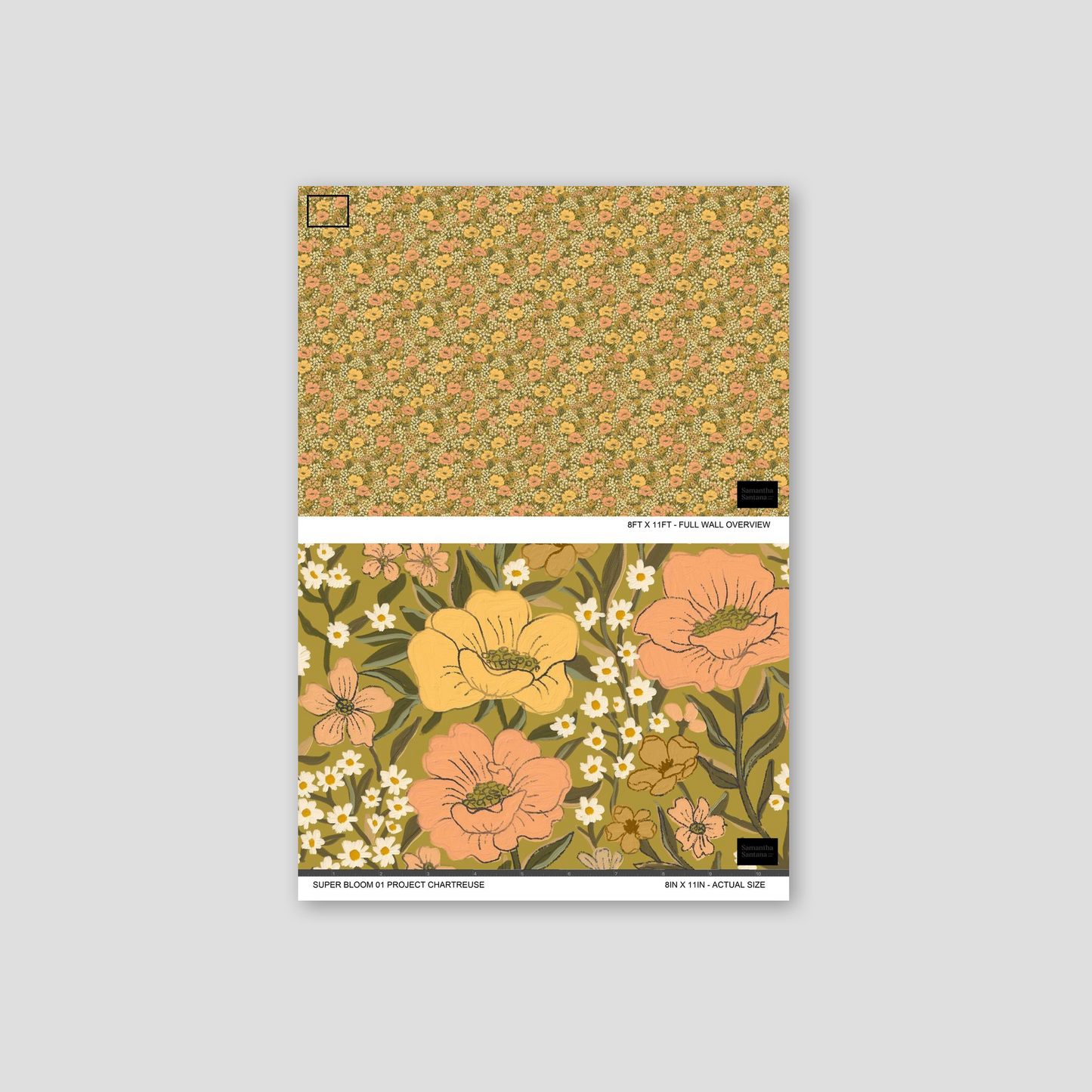 Wildflower Meadow Wallpaper, chartreuse
