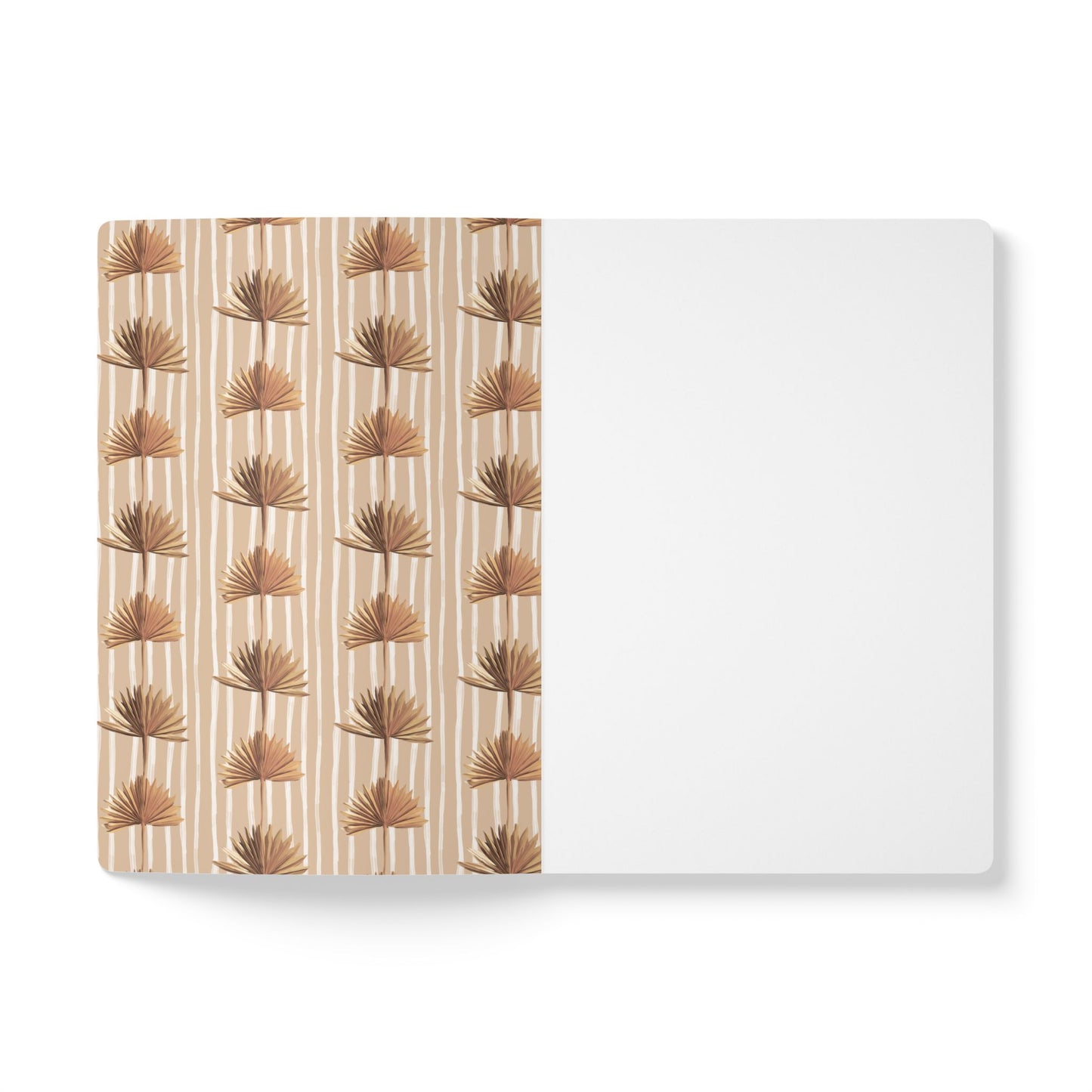 Stripey Palm Softcover Personalized Journal, neutral, peach & rust (add your name)
