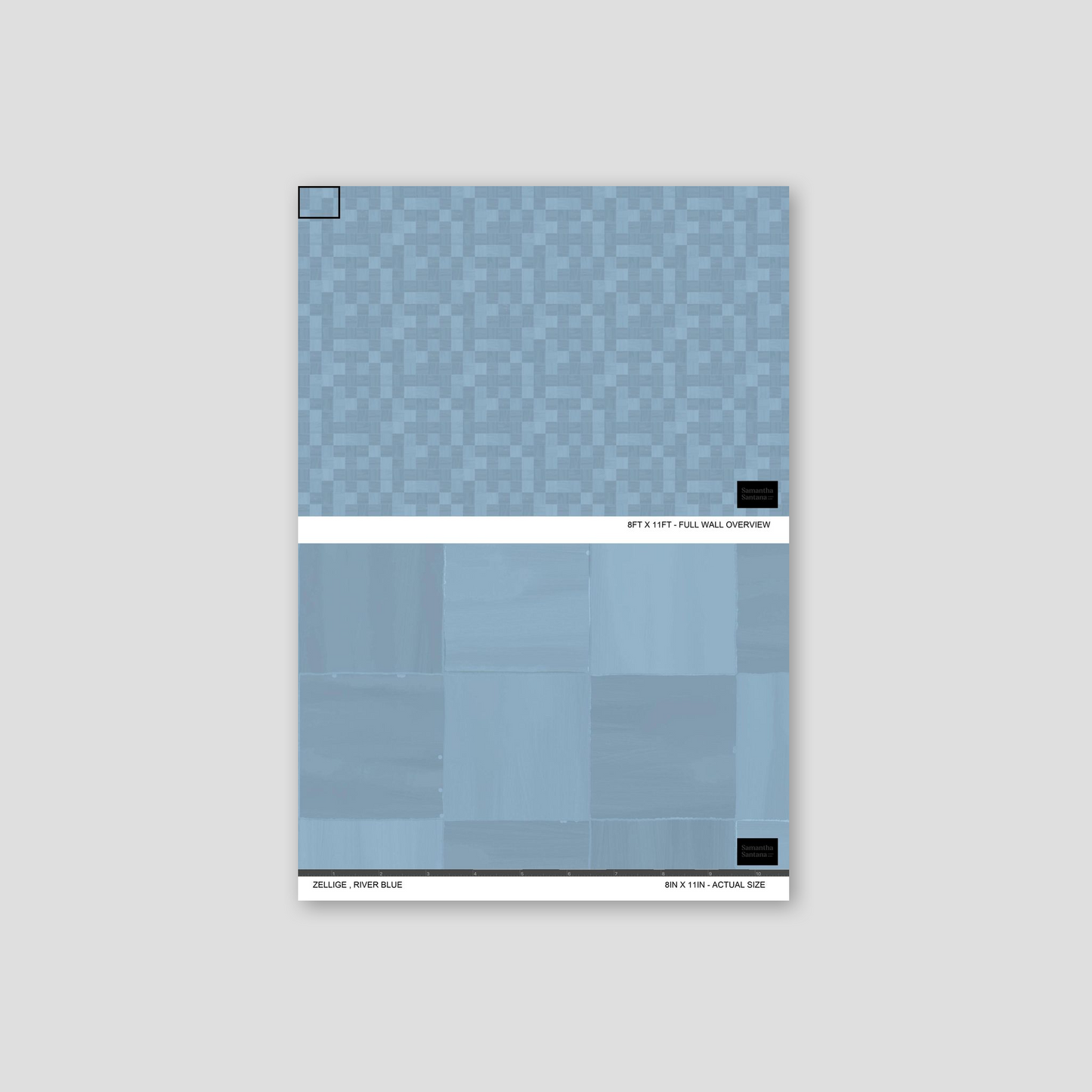 Zellige Wallpaper, river blue