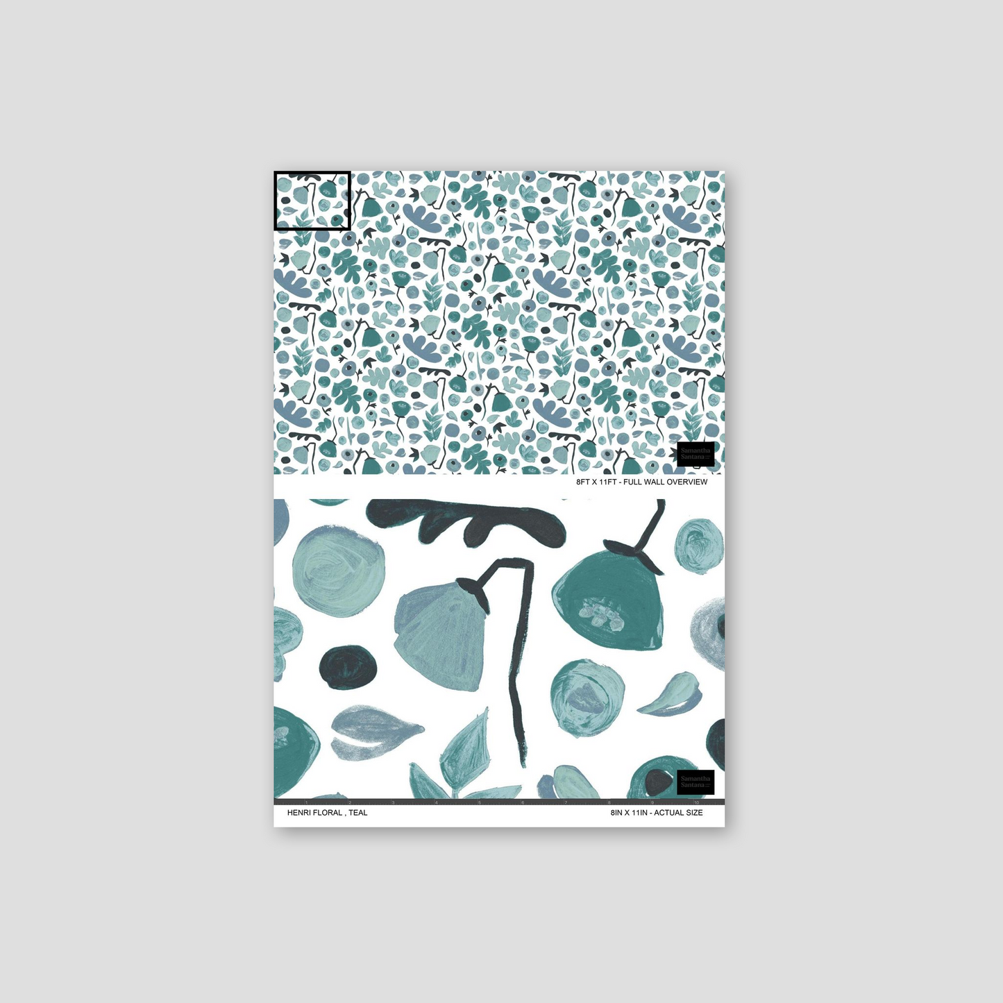 Henri Floral Wallpaper, teal