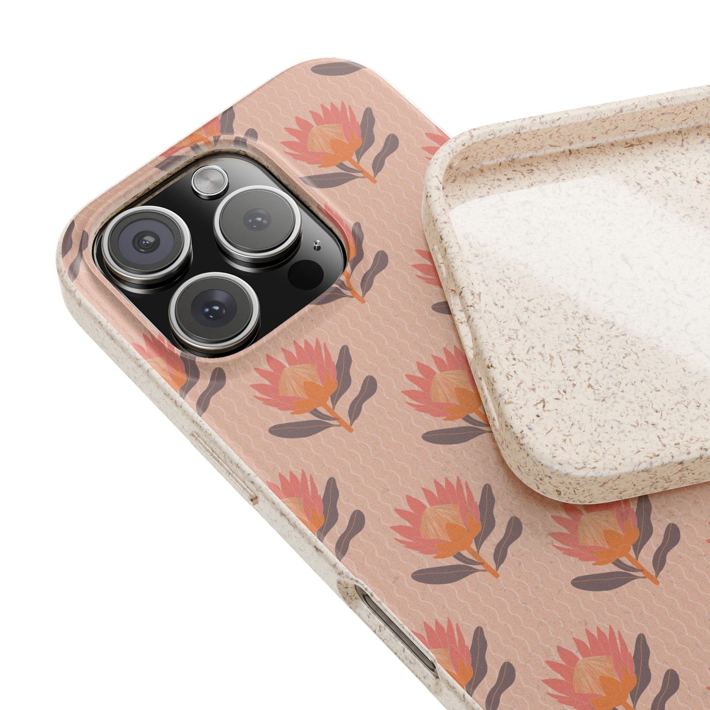 King Protea Phone Case - coral and orange - Eco-Friendly, Biodegradable