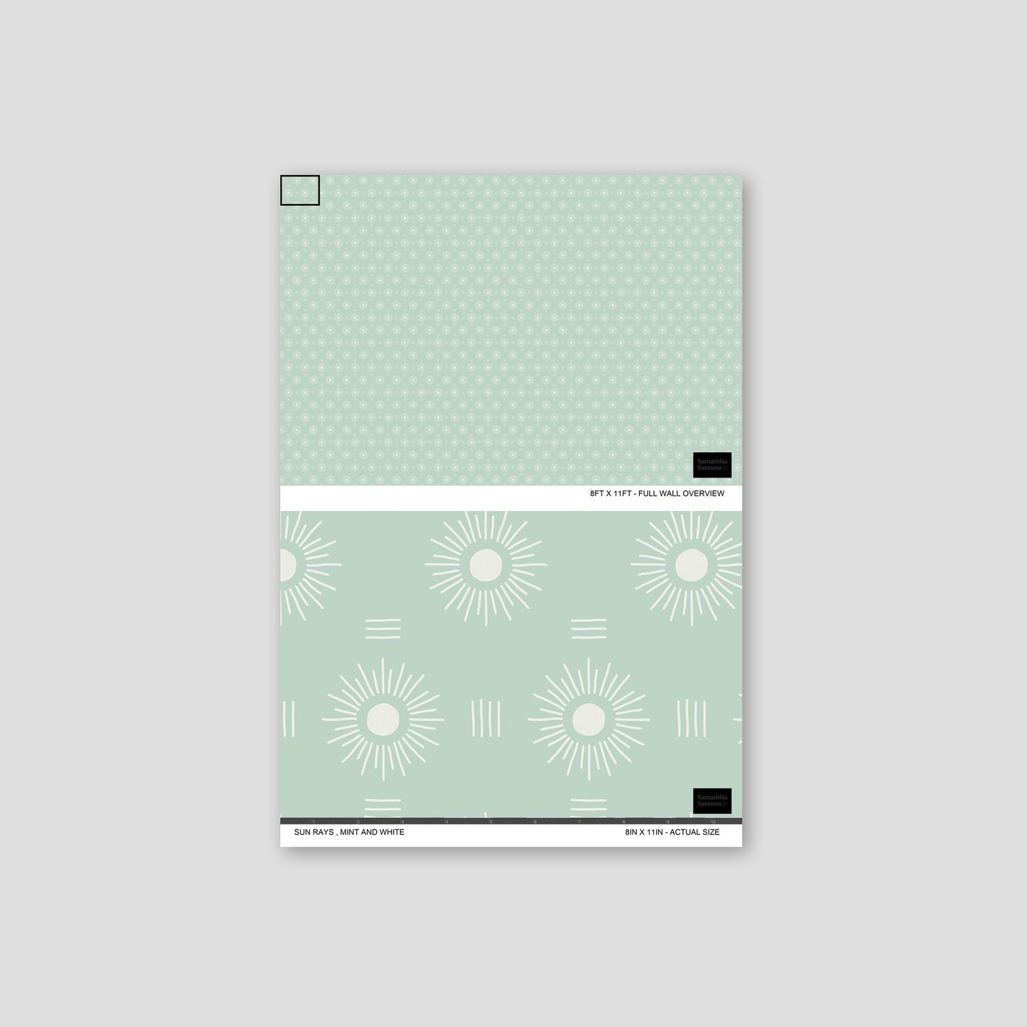 Sun Rays Wallpaper, mint and white