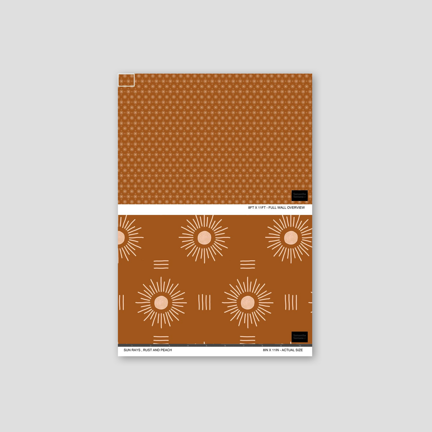 Sun Rays Wallpaper, rust and peach
