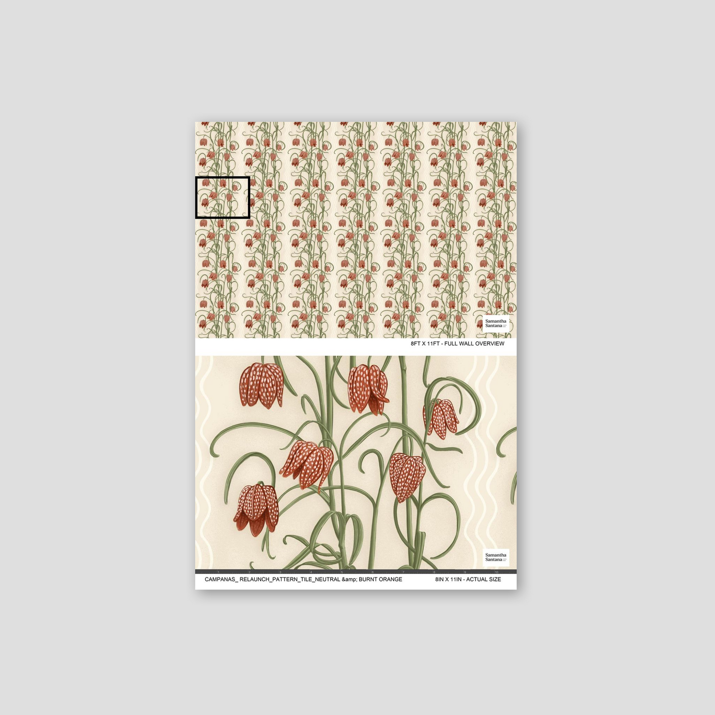 CUSTOM - NEW Emily Saksa Campanas Wallpaper, neutral and burnt orange