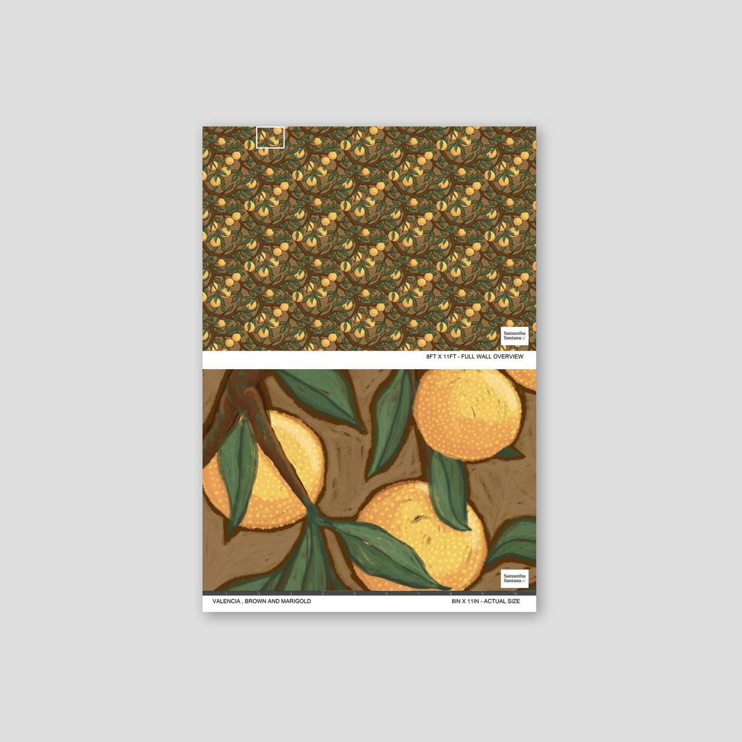 Valencia Grove Wallpaper, brown and marigold