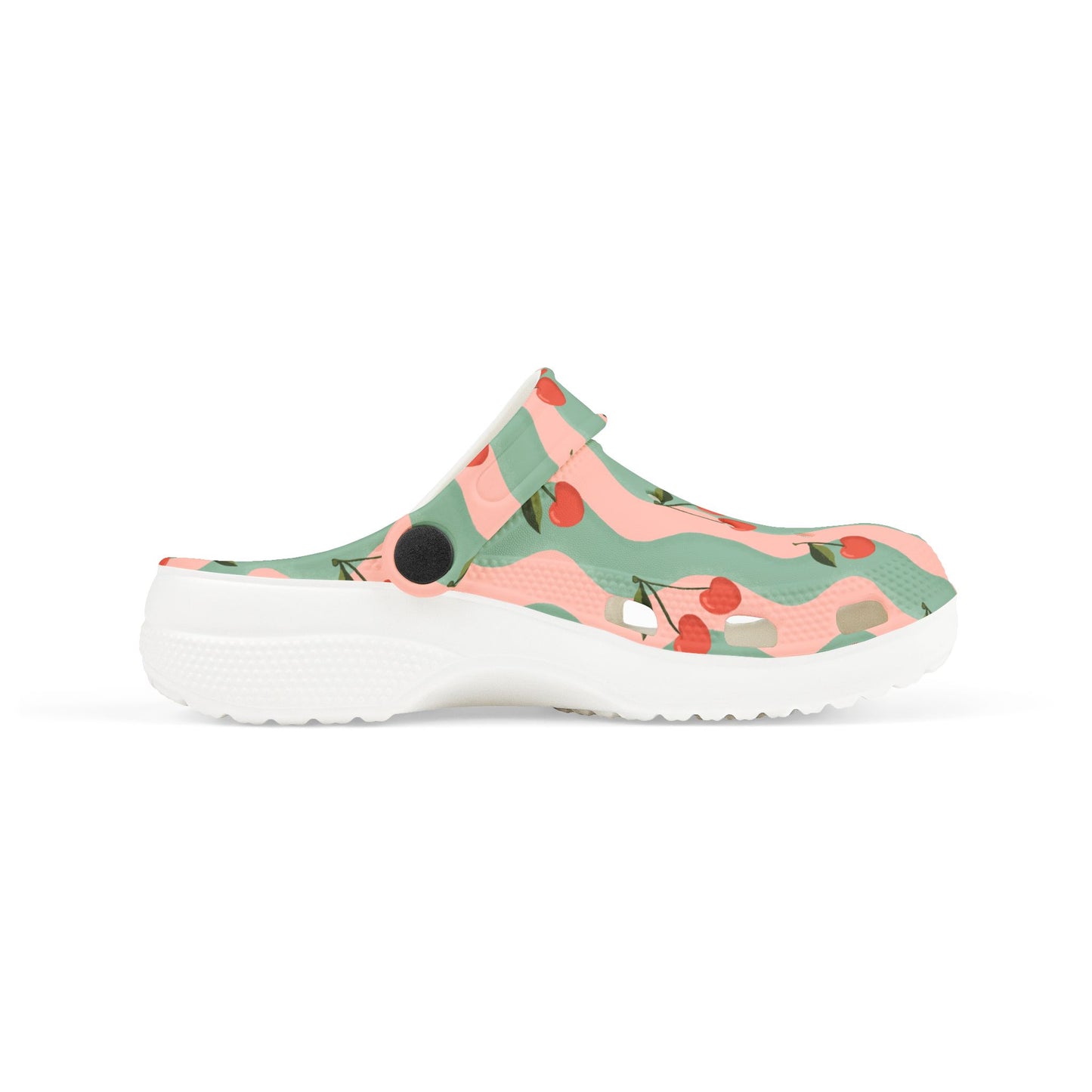 Wavy Cherry Kid's EVA Foam Clogs — Pink & Teal Patterned Slip-Ons