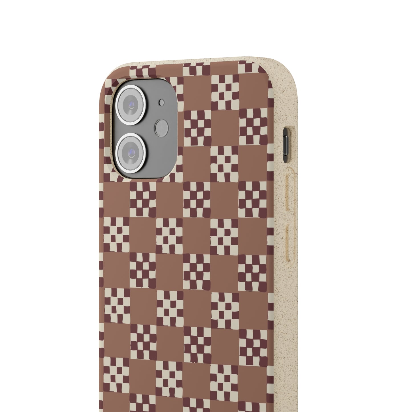 Checkered Quilt Biodegradable Phone Case, mocha mousse