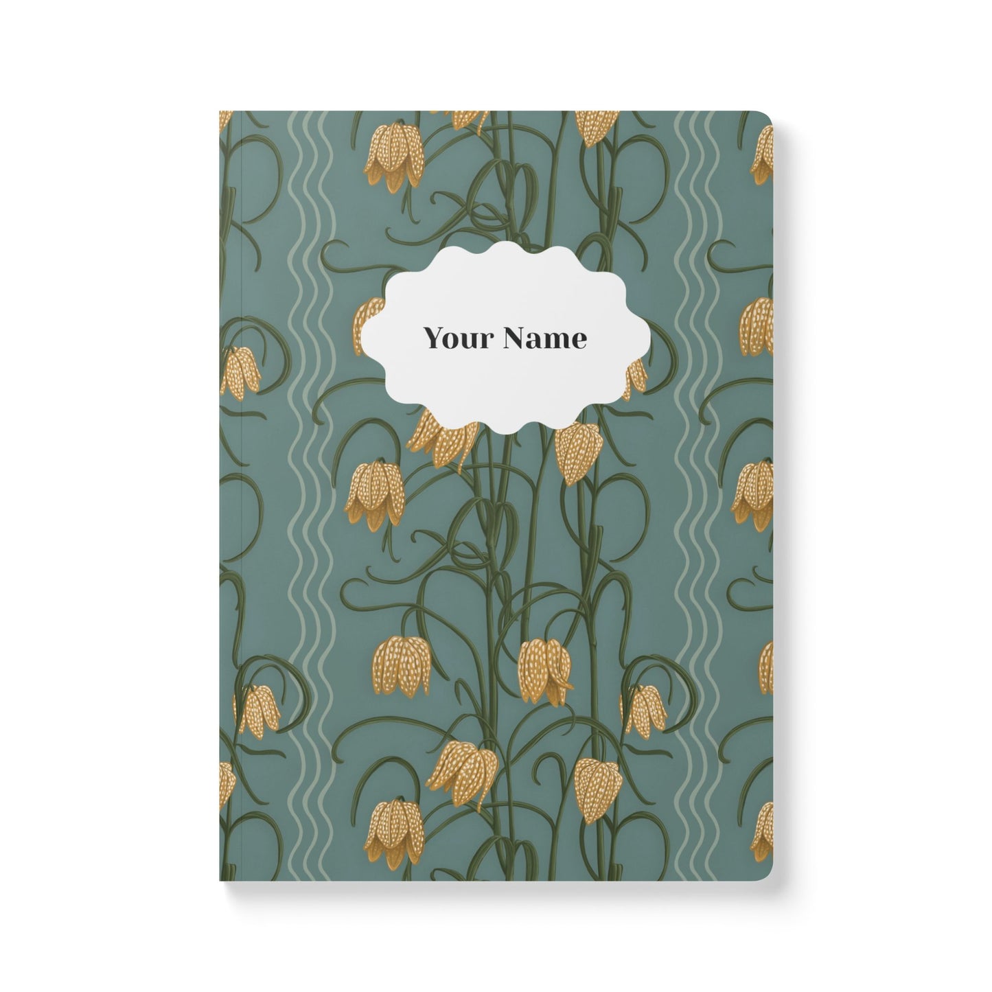 Campanas Softcover Personalized Journal, dusty blue & marigold (add your name)