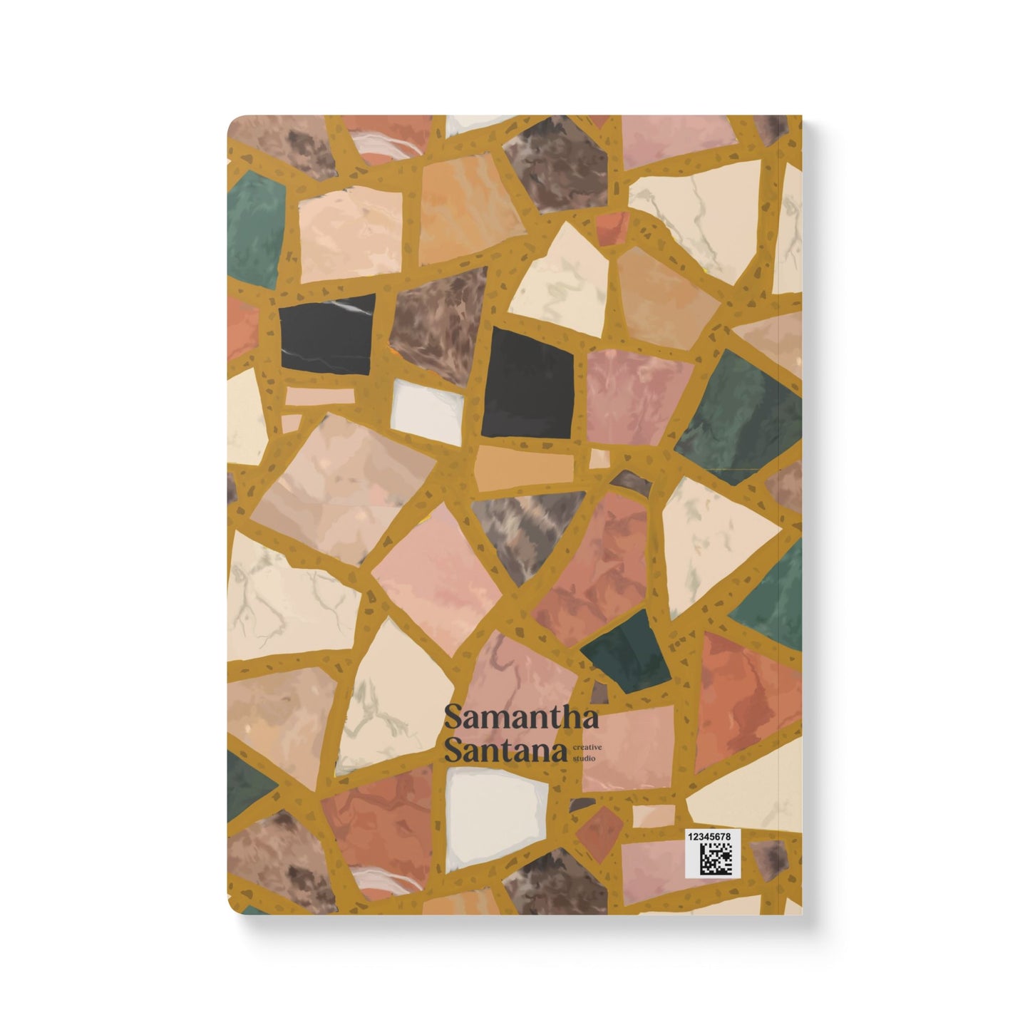 Dolce Terrazzo Softcover Personalized Journal, mustard yellow and multicolor (add your name)