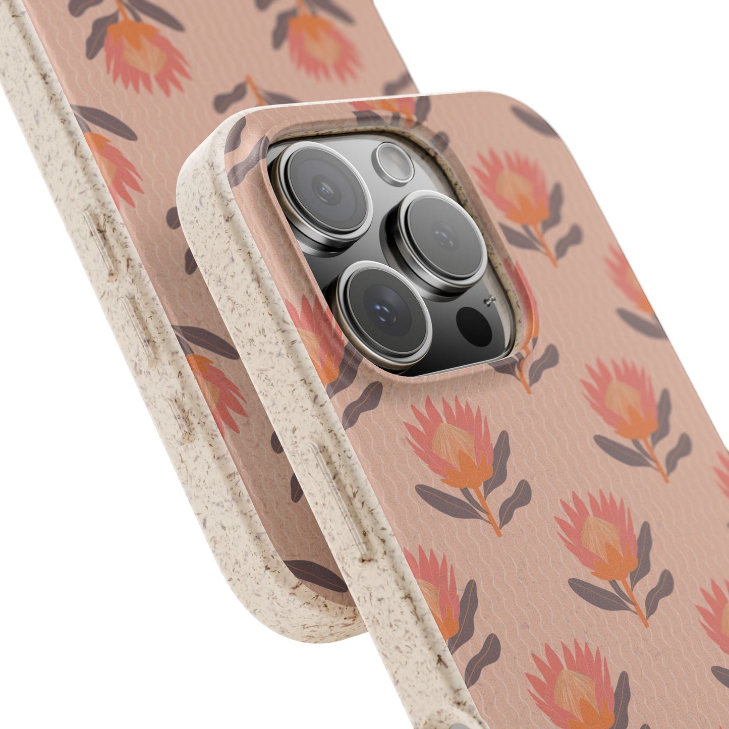 King Protea Phone Case - coral and orange - Eco-Friendly, Biodegradable