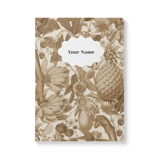 Juicy Fruit Softcover Personalized Journal, off-white and tan (add your name)