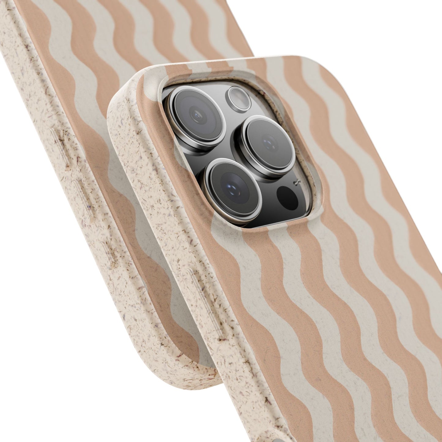 Ziggy Stripe Phone Case - white and peach - Eco-Friendly, Biodegradable