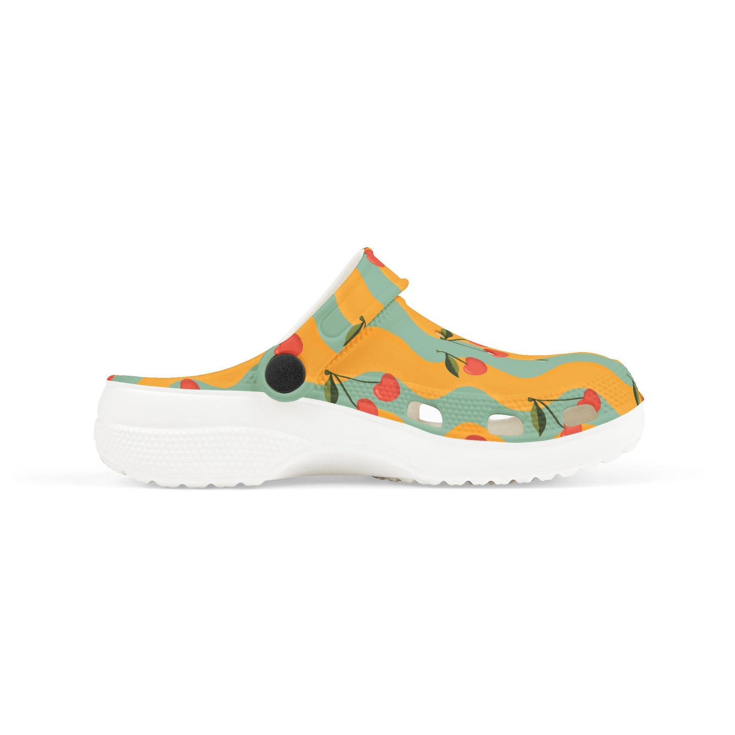 Wavy Cherry Kid's EVA Foam Clogs — Teal & Yellow Patterned Slip-Ons