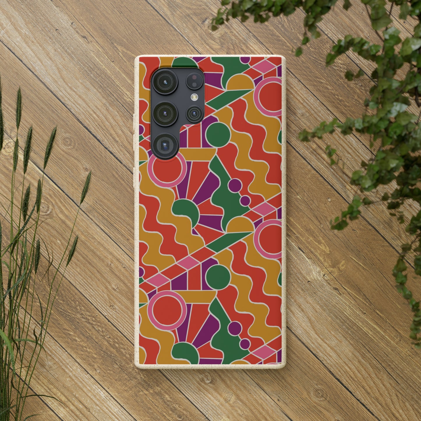 Day Trippin' Biodegradable Phone Case, purple, red, yellow and green