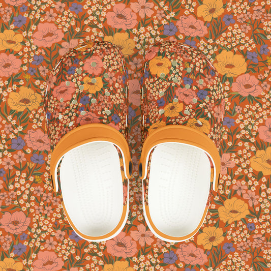 Wildflower Meadow Kid's EVA Foam Clogs, poppy red