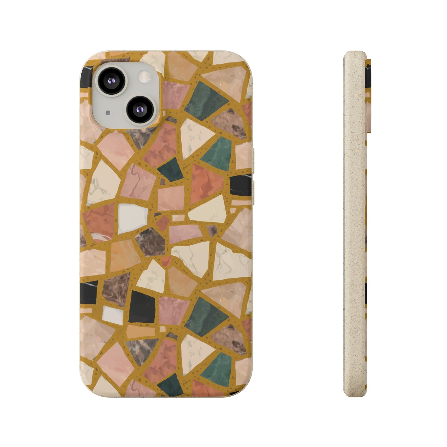 Dolce Terrazzo Biodegradable Phone Case, mustard yellow