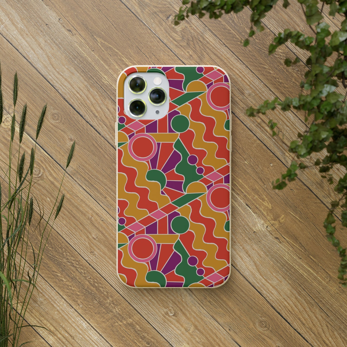 Day Trippin' Biodegradable Phone Case, purple, red, yellow and green