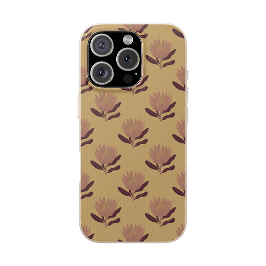 King Protea Phone Case - butter yellow and mauve - Eco-Friendly, Biodegradable