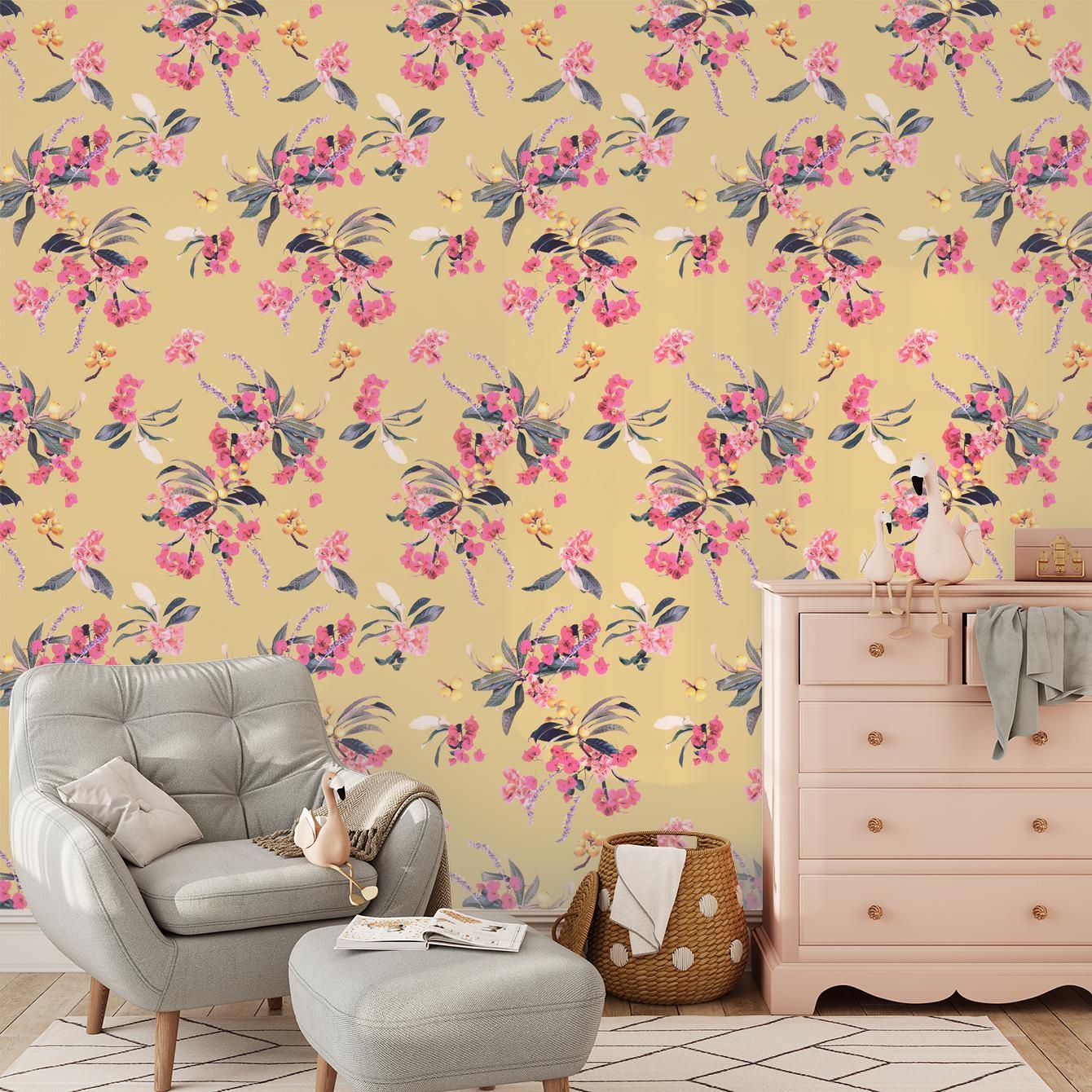 Floral Loquat Wallpaper, yellow