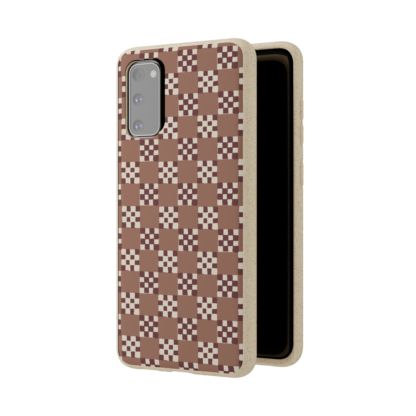 Checkered Quilt Biodegradable Phone Case, mocha mousse