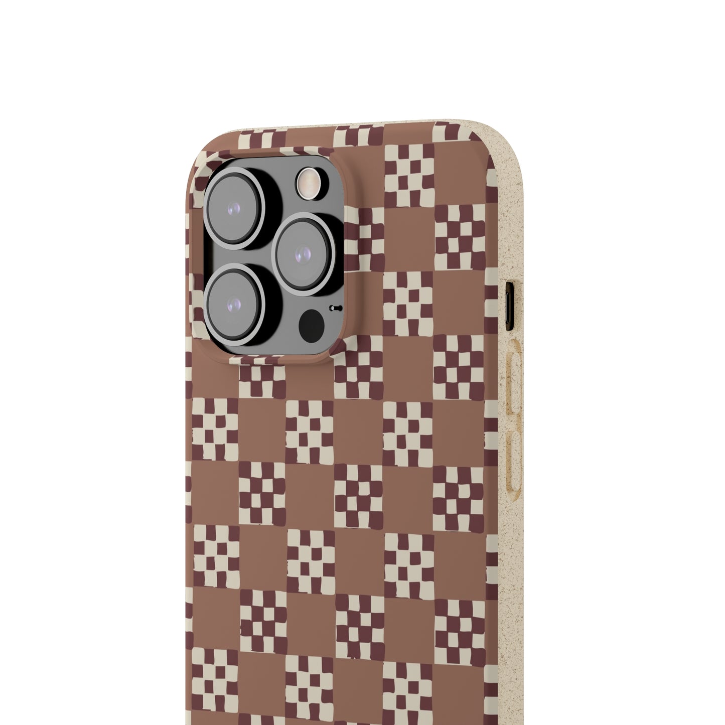 Checkered Quilt Biodegradable Phone Case, mocha mousse